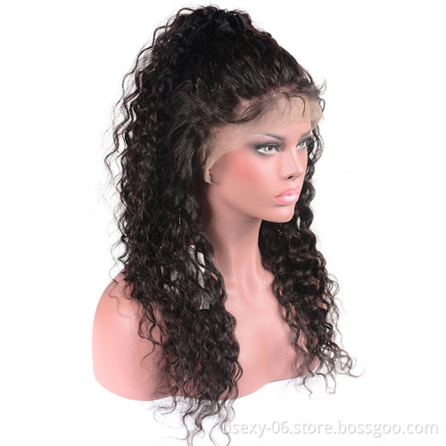 In Stock Water Wave Virgin Cuticle Aligned Brazilian Human Hair Lace Frontal Wigs